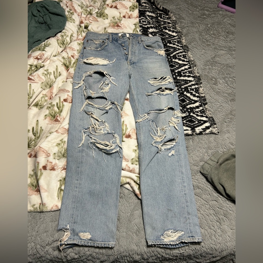 Agolde 90s mid rise jeans size 26 super ripped unhinged